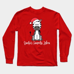 Santa's Favorite Zebra Wearing A Santa Hat Long Sleeve T-Shirt